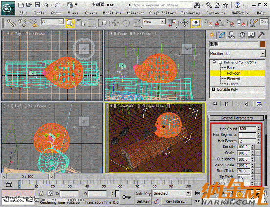 3D Max使用Hair and Fur修改器設(shè)置毛發(fā)效果,PS教程,設(shè)友公社教程網(wǎng)